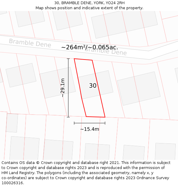 30, BRAMBLE DENE, YORK, YO24 2RH: Plot and title map