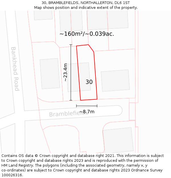30, BRAMBLEFIELDS, NORTHALLERTON, DL6 1ST: Plot and title map
