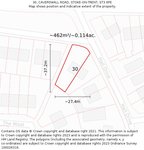 30, CAVERSWALL ROAD, STOKE-ON-TRENT, ST3 6PE: Plot and title map