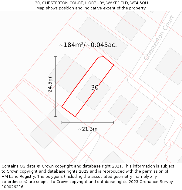 30, CHESTERTON COURT, HORBURY, WAKEFIELD, WF4 5QU: Plot and title map