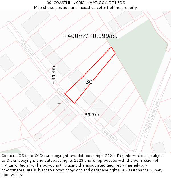 30, COASTHILL, CRICH, MATLOCK, DE4 5DS: Plot and title map