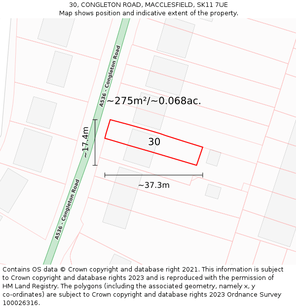 30, CONGLETON ROAD, MACCLESFIELD, SK11 7UE: Plot and title map