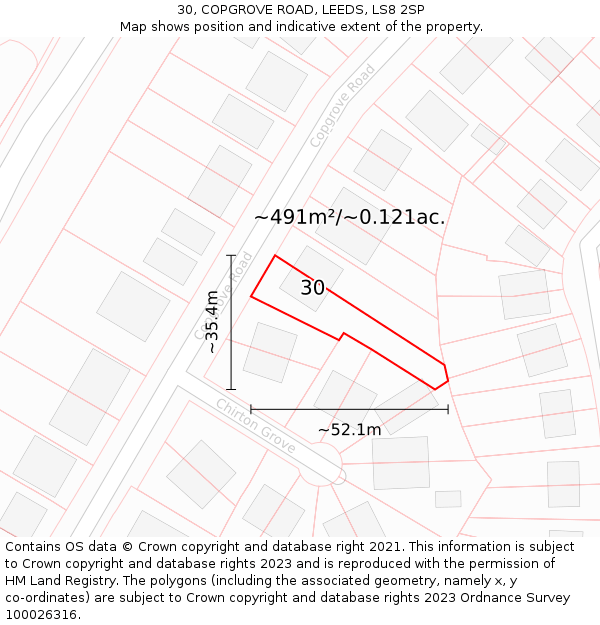 30, COPGROVE ROAD, LEEDS, LS8 2SP: Plot and title map