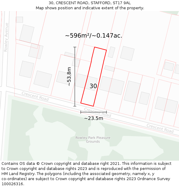 30, CRESCENT ROAD, STAFFORD, ST17 9AL: Plot and title map