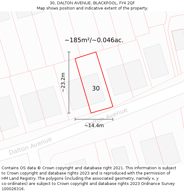 30, DALTON AVENUE, BLACKPOOL, FY4 2QF: Plot and title map