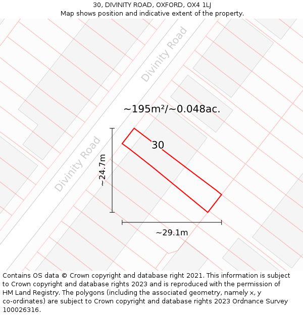 30, DIVINITY ROAD, OXFORD, OX4 1LJ: Plot and title map