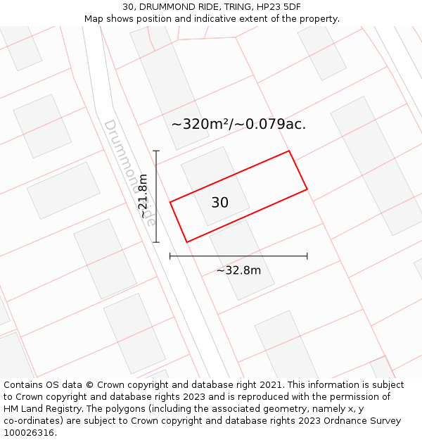 30, DRUMMOND RIDE, TRING, HP23 5DF: Plot and title map