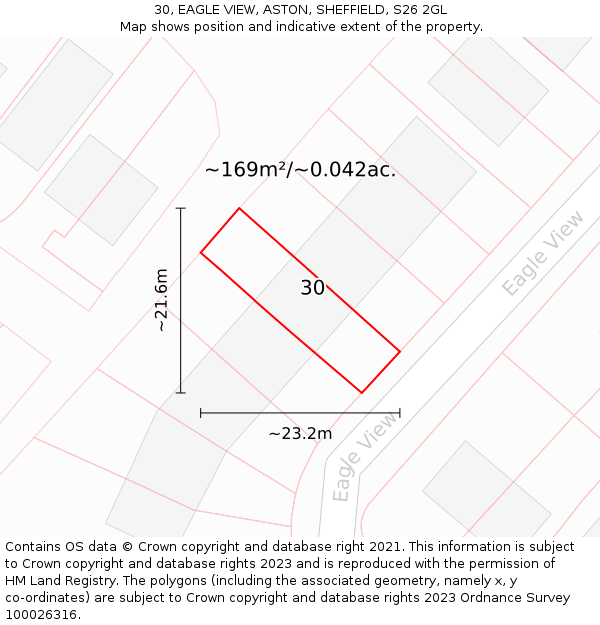 30, EAGLE VIEW, ASTON, SHEFFIELD, S26 2GL: Plot and title map