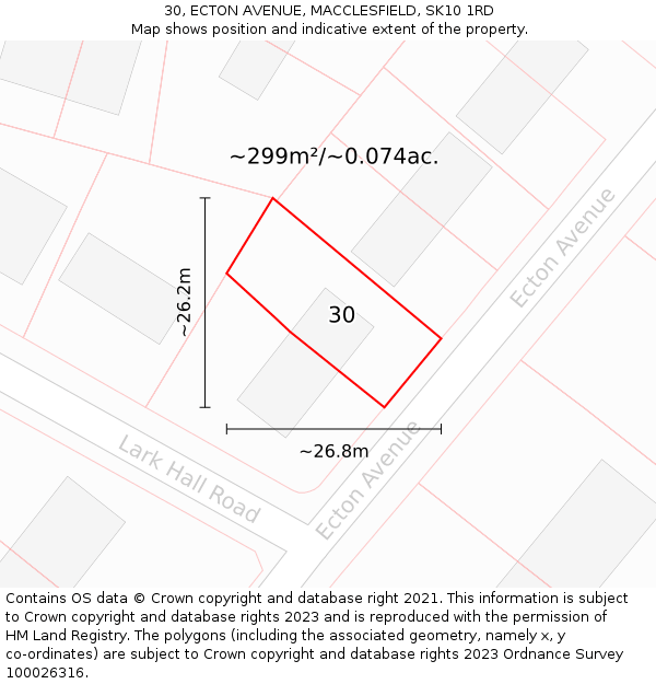 30, ECTON AVENUE, MACCLESFIELD, SK10 1RD: Plot and title map