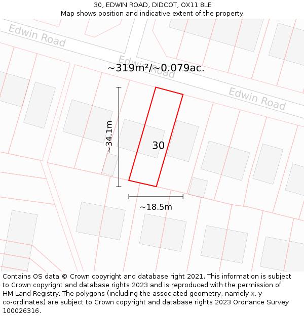 30, EDWIN ROAD, DIDCOT, OX11 8LE: Plot and title map