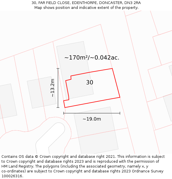 30, FAR FIELD CLOSE, EDENTHORPE, DONCASTER, DN3 2RA: Plot and title map