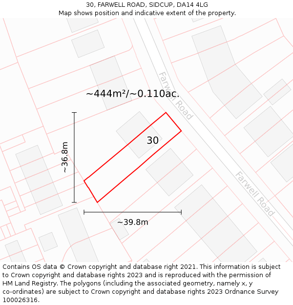 30, FARWELL ROAD, SIDCUP, DA14 4LG: Plot and title map
