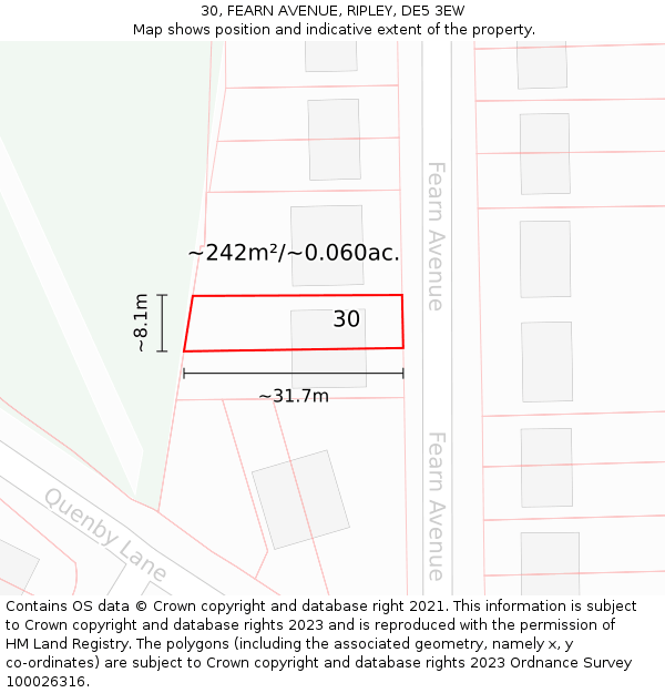 30, FEARN AVENUE, RIPLEY, DE5 3EW: Plot and title map