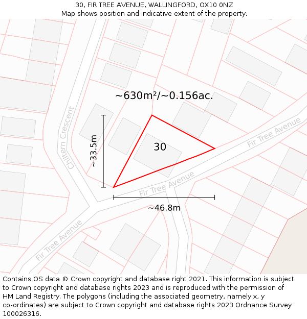 30, FIR TREE AVENUE, WALLINGFORD, OX10 0NZ: Plot and title map
