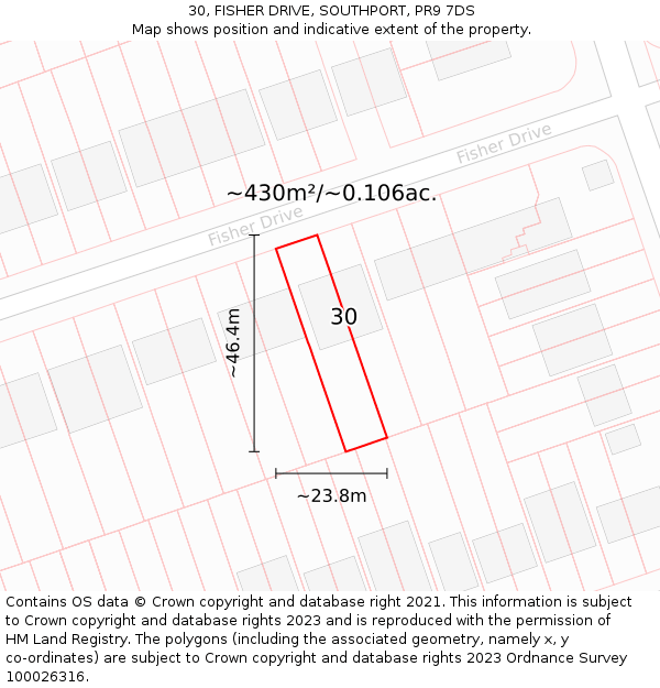 30, FISHER DRIVE, SOUTHPORT, PR9 7DS: Plot and title map