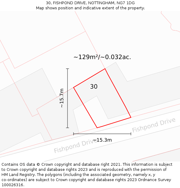 30, FISHPOND DRIVE, NOTTINGHAM, NG7 1DG: Plot and title map