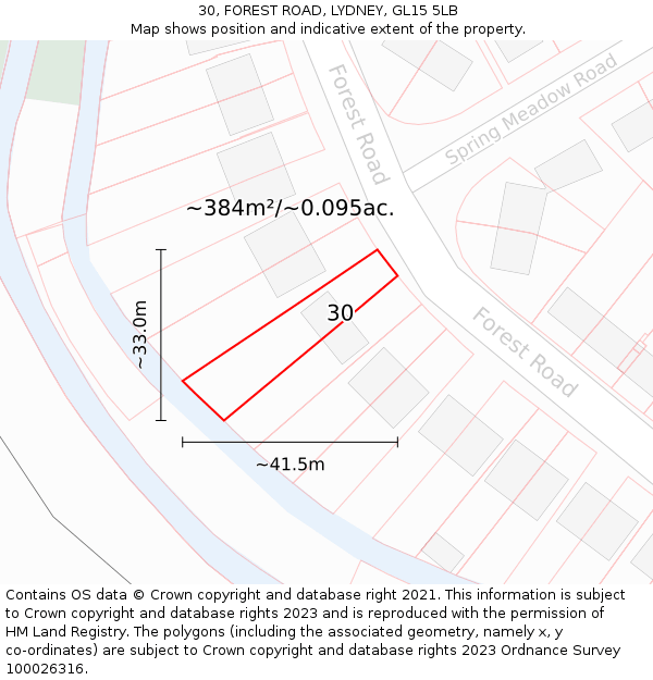30, FOREST ROAD, LYDNEY, GL15 5LB: Plot and title map