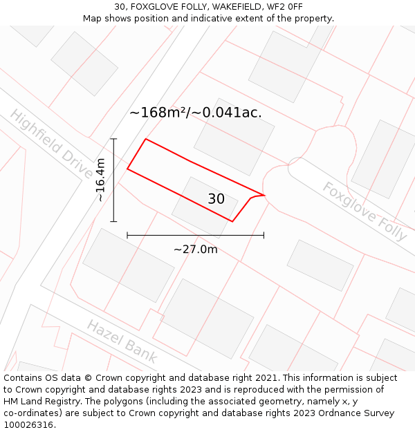 30, FOXGLOVE FOLLY, WAKEFIELD, WF2 0FF: Plot and title map