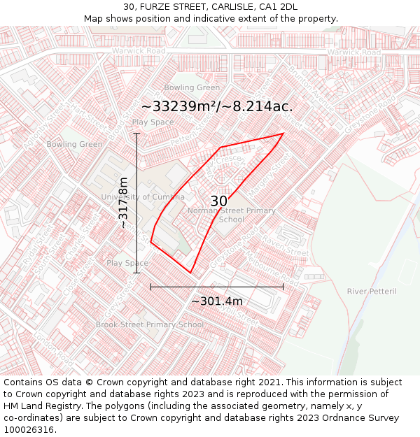 30, FURZE STREET, CARLISLE, CA1 2DL: Plot and title map