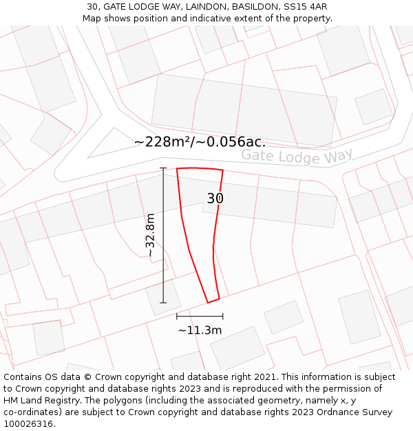 30, GATE LODGE WAY, LAINDON, BASILDON, SS15 4AR: Plot and title map