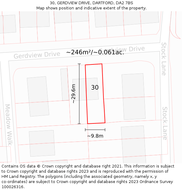 30, GERDVIEW DRIVE, DARTFORD, DA2 7BS: Plot and title map