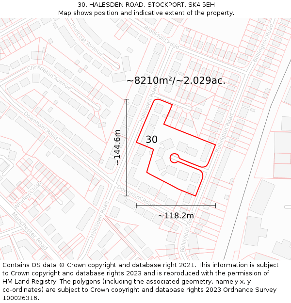 30, HALESDEN ROAD, STOCKPORT, SK4 5EH: Plot and title map