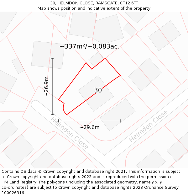 30, HELMDON CLOSE, RAMSGATE, CT12 6TT: Plot and title map