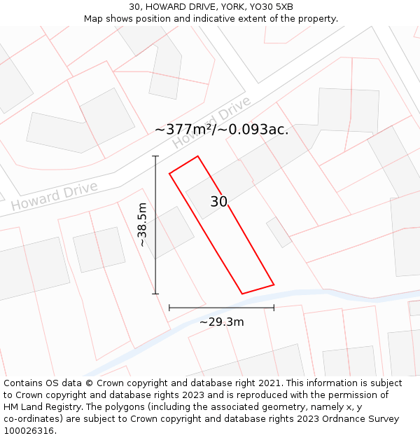 30, HOWARD DRIVE, YORK, YO30 5XB: Plot and title map