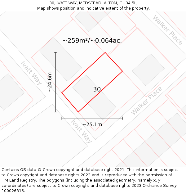 30, IVATT WAY, MEDSTEAD, ALTON, GU34 5LJ: Plot and title map