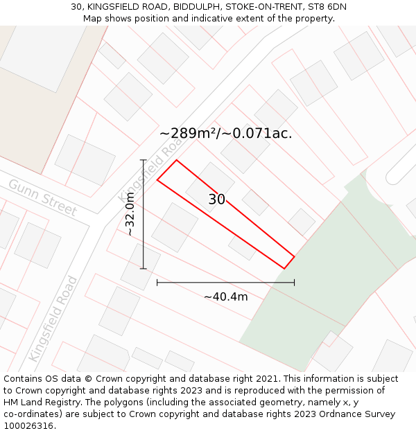30, KINGSFIELD ROAD, BIDDULPH, STOKE-ON-TRENT, ST8 6DN: Plot and title map