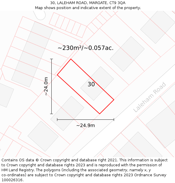30, LALEHAM ROAD, MARGATE, CT9 3QA: Plot and title map