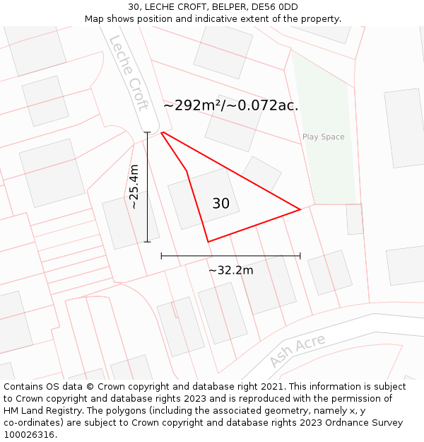 30, LECHE CROFT, BELPER, DE56 0DD: Plot and title map