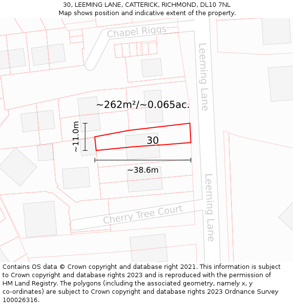 30, LEEMING LANE, CATTERICK, RICHMOND, DL10 7NL: Plot and title map