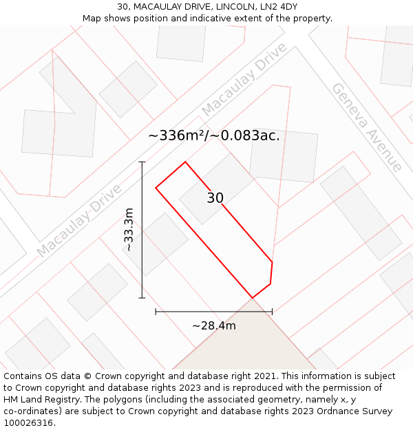 30, MACAULAY DRIVE, LINCOLN, LN2 4DY: Plot and title map