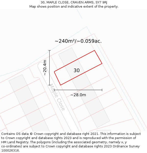 30, MAPLE CLOSE, CRAVEN ARMS, SY7 9RJ: Plot and title map