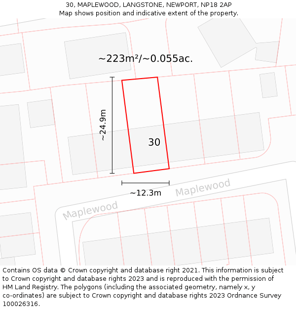 30, MAPLEWOOD, LANGSTONE, NEWPORT, NP18 2AP: Plot and title map