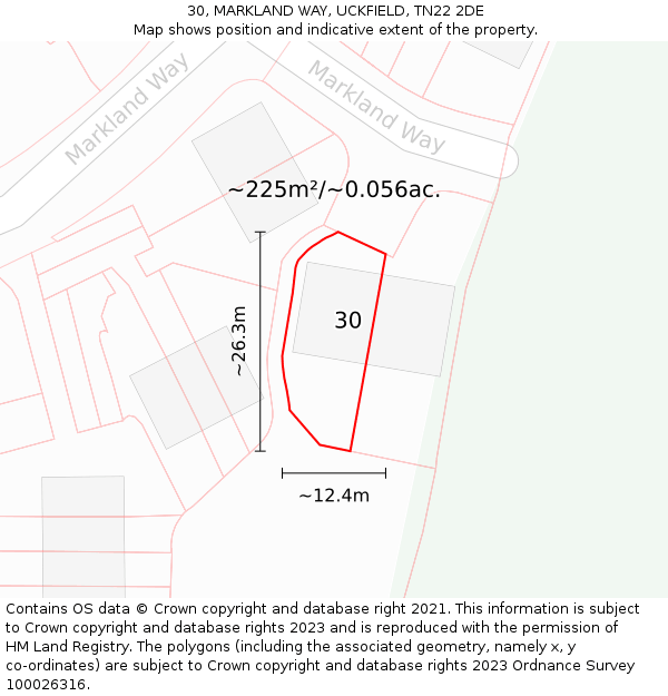 30, MARKLAND WAY, UCKFIELD, TN22 2DE: Plot and title map