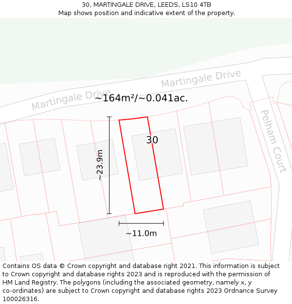 30, MARTINGALE DRIVE, LEEDS, LS10 4TB: Plot and title map