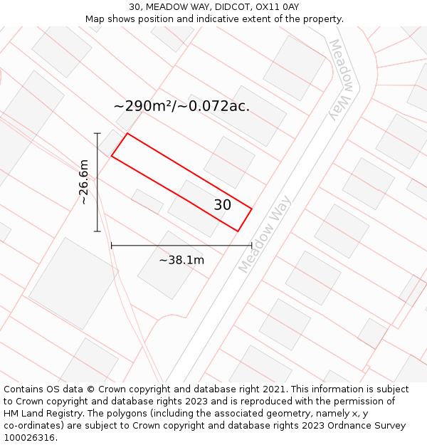 30, MEADOW WAY, DIDCOT, OX11 0AY: Plot and title map
