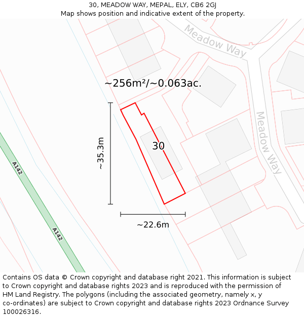 30, MEADOW WAY, MEPAL, ELY, CB6 2GJ: Plot and title map