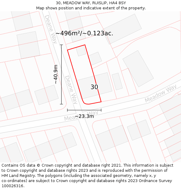 30, MEADOW WAY, RUISLIP, HA4 8SY: Plot and title map
