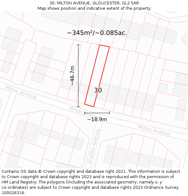 30, MILTON AVENUE, GLOUCESTER, GL2 5AR: Plot and title map