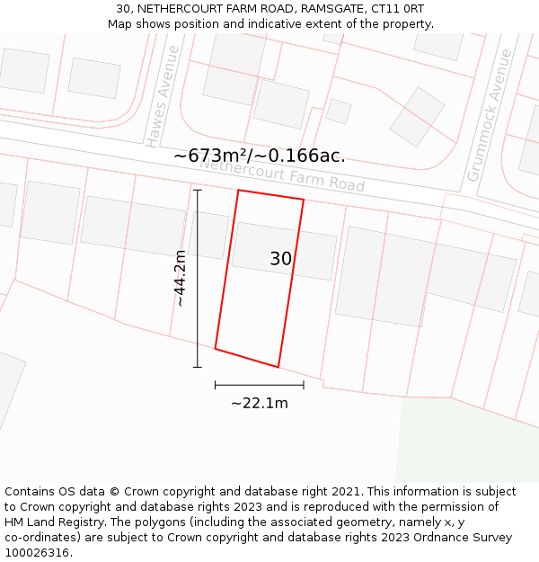 30, NETHERCOURT FARM ROAD, RAMSGATE, CT11 0RT: Plot and title map