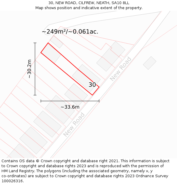 30, NEW ROAD, CILFREW, NEATH, SA10 8LL: Plot and title map