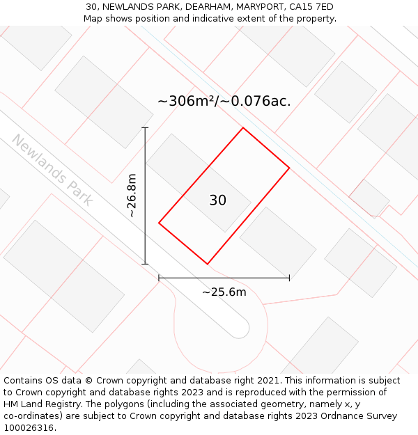 30, NEWLANDS PARK, DEARHAM, MARYPORT, CA15 7ED: Plot and title map