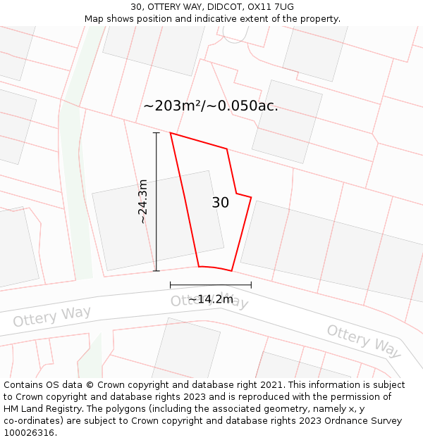 30, OTTERY WAY, DIDCOT, OX11 7UG: Plot and title map