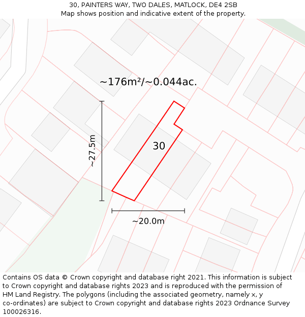 30, PAINTERS WAY, TWO DALES, MATLOCK, DE4 2SB: Plot and title map