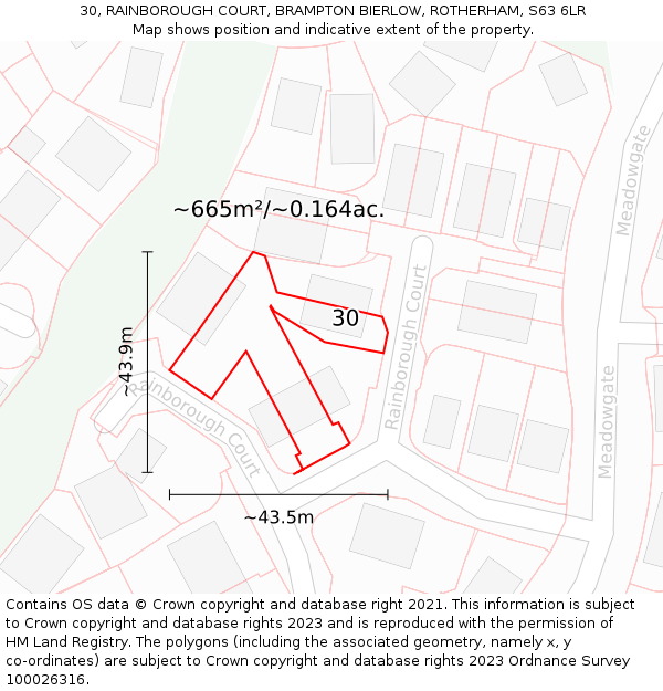 30, RAINBOROUGH COURT, BRAMPTON BIERLOW, ROTHERHAM, S63 6LR: Plot and title map