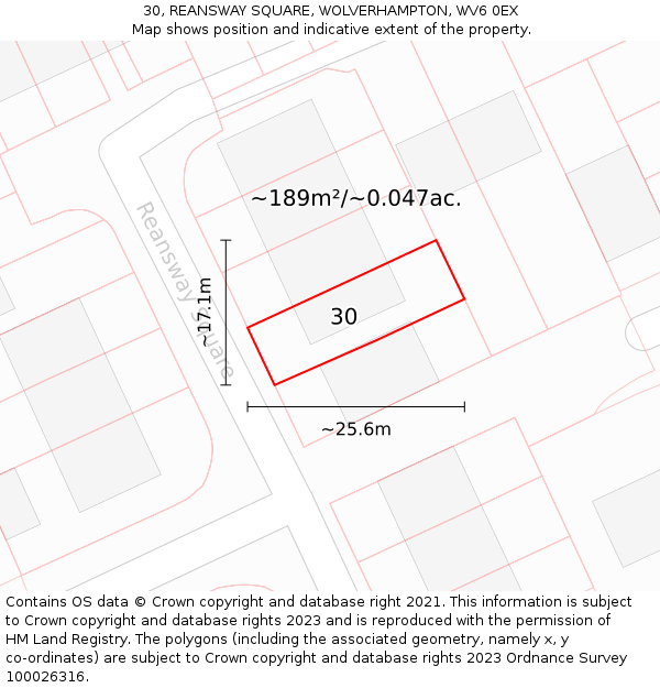 30, REANSWAY SQUARE, WOLVERHAMPTON, WV6 0EX: Plot and title map