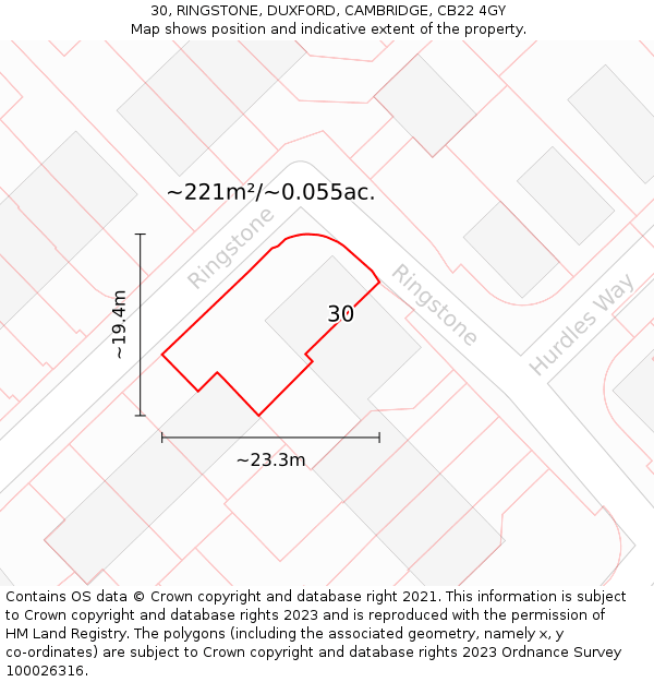30, RINGSTONE, DUXFORD, CAMBRIDGE, CB22 4GY: Plot and title map